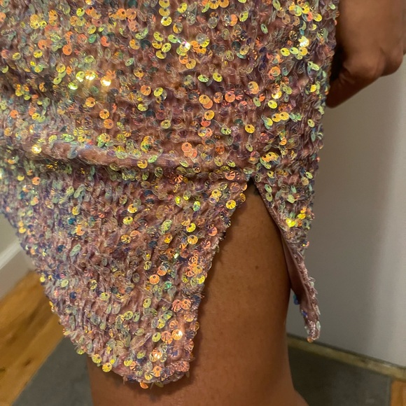 White Birch Glittering Gold Mini Dress - Picture 5 of 7